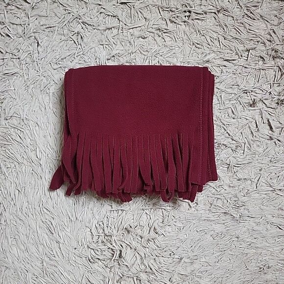 Burgundy Red Fleece Scarf Winter Fall Accessory Basics Classic Gorpcore Ski with - Picture 14 of 16